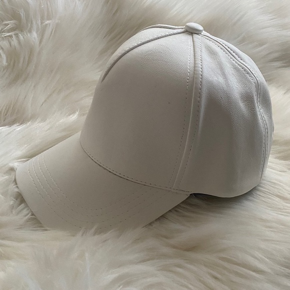 Olive & Pique Faux Leather Cap in Dirty White - Picture 2 of 3